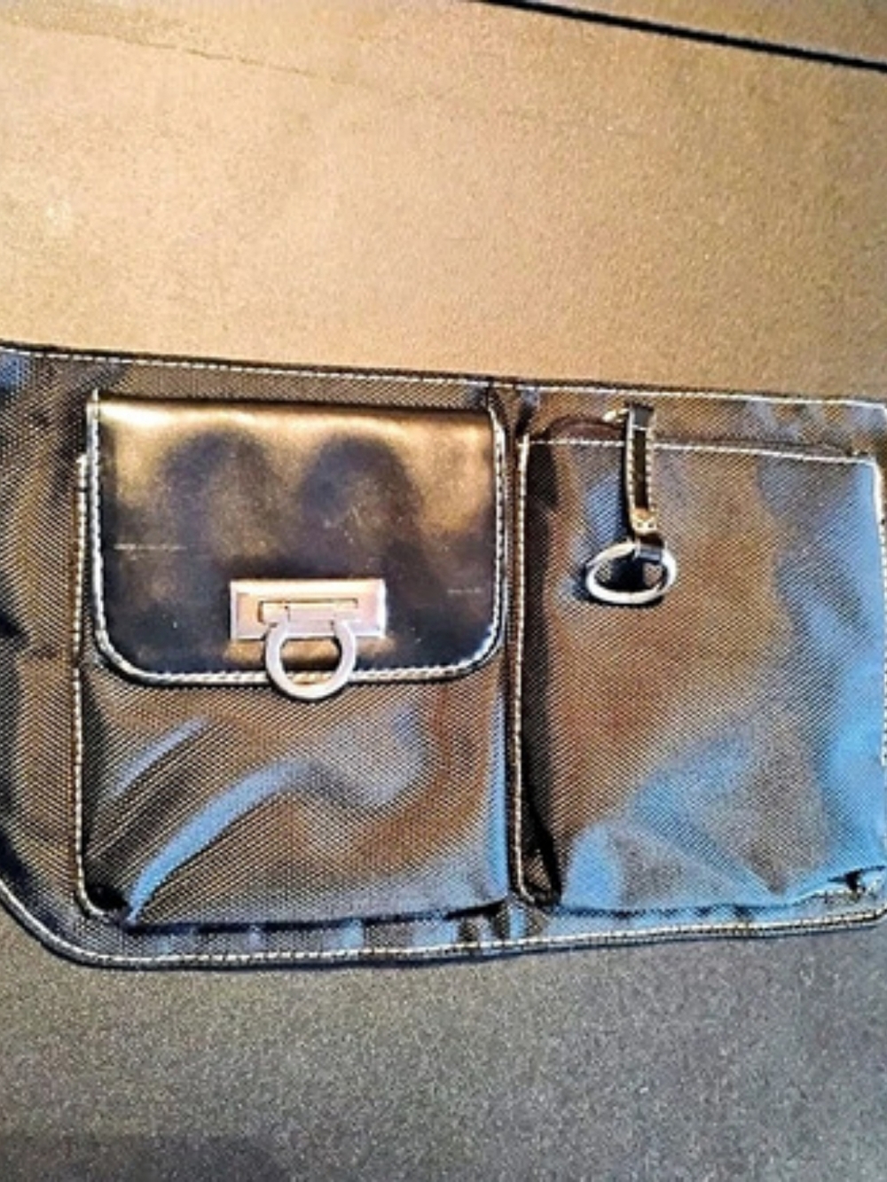 Black Shoulder Bag with Multiple Pockets